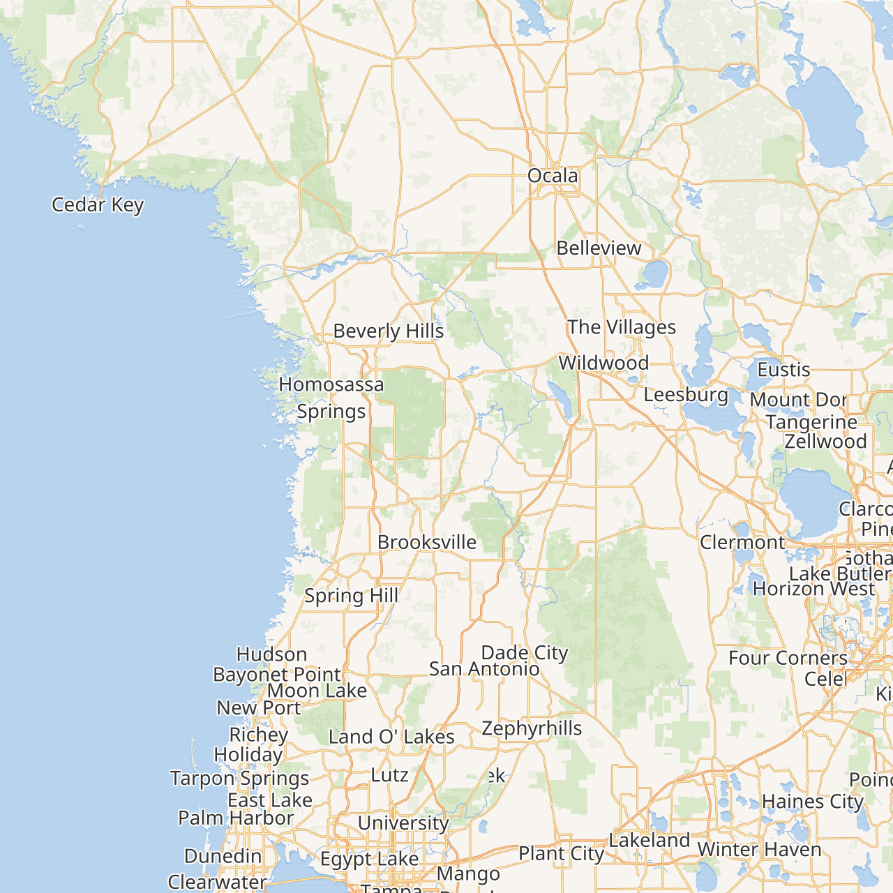 Map of Ton's Agricultural Services area across Citrus & Hernando County, Florida